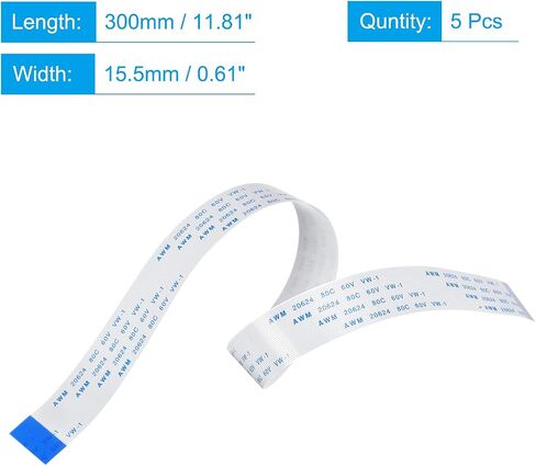 كابل مرن مسطح من MECCANIXITY FFC Ribbon، 40 دبوسًا 0.5 مم بطول 300 مم (نوع B) لكاميرا طابعة LCD ثلاثية الأبعاد وكاميرا DVD وتلفزيون الكمبيوتر المحمول حزمة صوت من 5 قطع in Saudi Arabia