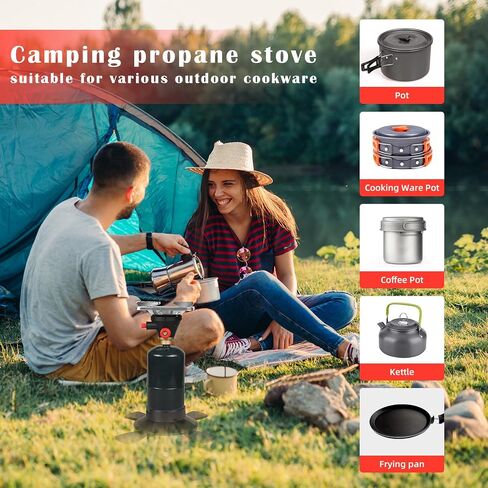 DOMINOX Portable Propane Camping Stove with Button Starter, 10,000 BTU Burner Propane Stove, Backpacking Stove with Precise Temperature Control for Camping & Hiking (Propane Tank Not Included) in Saudi Arabia