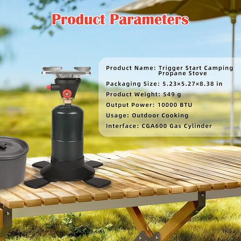 DOMINOX Portable Propane Camping Stove with Button Starter, 10,000 BTU Burner Propane Stove, Backpacking Stove with Precise Temperature Control for Camping & Hiking (Propane Tank Not Included) in Saudi Arabia
