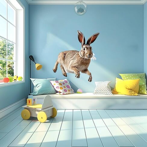 Cute Floating Rabbit Funny Wall Sticker For Playroom Decor, Boys Room, Living Room, Nursery, Girls Room, Sticker (18 inch) in Saudi Arabia