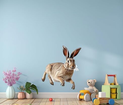 Cute Floating Rabbit Funny Wall Sticker For Playroom Decor, Boys Room, Living Room, Nursery, Girls Room, Sticker (18 inch) in Saudi Arabia