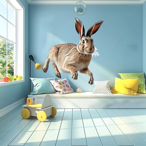 Cute Floating Rabbit Funny Wall Sticker For Playroom Decor, Boys Room, Living Room, Nursery, Girls Room, Sticker (18 inch) in Saudi Arabia