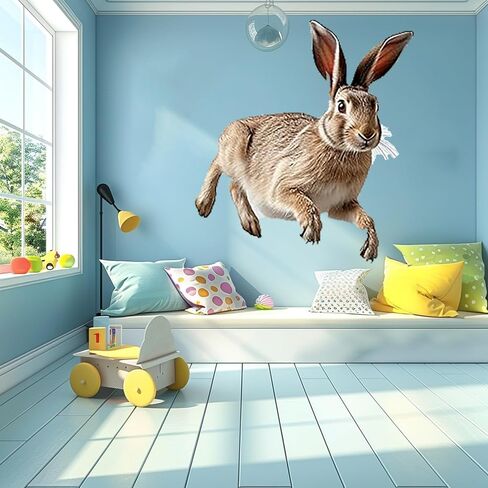 Cute Floating Rabbit Funny Wall Sticker For Playroom Decor, Boys Room, Living Room, Nursery, Girls Room, Sticker (18 inch) in Saudi Arabia