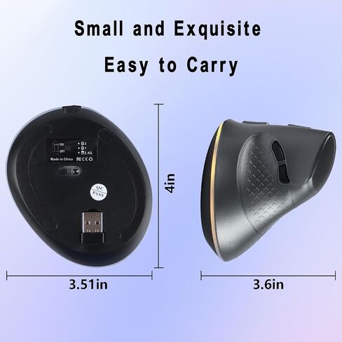 Wireless Mouse, Vertical Ergonomic Mouse 2.4G Bluetooth Dual Mode 3 DPI Rechargeable Connect Multiple Devices Vertical Mouse 6 Buttons and RGB Lights Suitable for PC Laptop Computer(Black) in Saudi Arabia