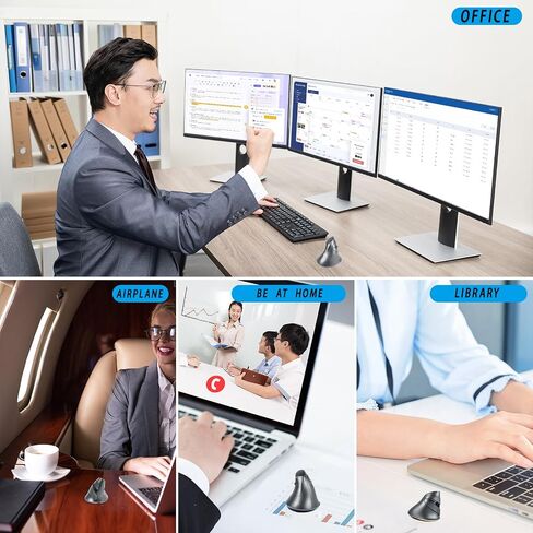 Wireless Mouse, Vertical Ergonomic Mouse 2.4G Bluetooth Dual Mode 3 DPI Rechargeable Connect Multiple Devices Vertical Mouse 6 Buttons and RGB Lights Suitable for PC Laptop Computer(Black) in Saudi Arabia