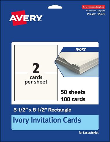 Avery Printable Rectangle Cards, 5.5" x 8.5", Matte White Cardstock, Laser/Inkjet Cards, 100 Total in Saudi Arabia
