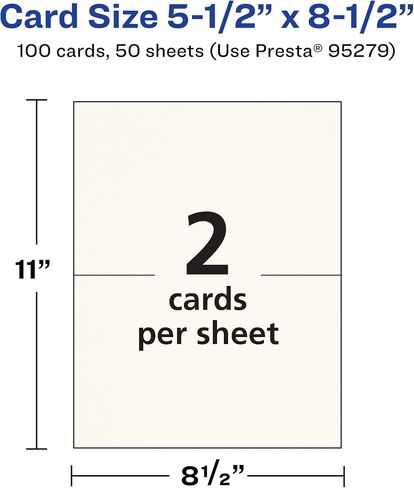 Avery Printable Rectangle Cards, 5.5" x 8.5", Matte White Cardstock, Laser/Inkjet Cards, 100 Total in Saudi Arabia