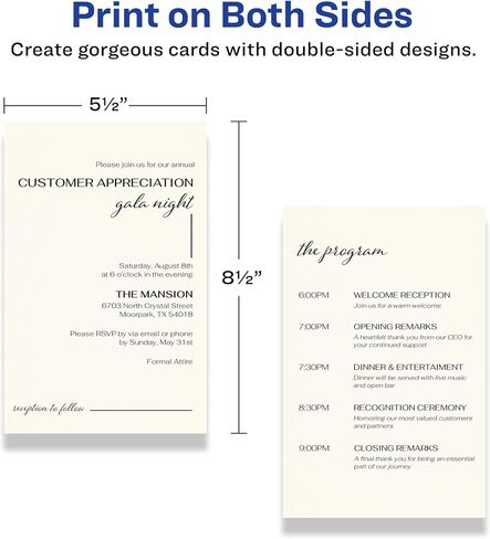 Avery Printable Rectangle Cards, 5.5" x 8.5", Matte White Cardstock, Laser/Inkjet Cards, 100 Total in Saudi Arabia