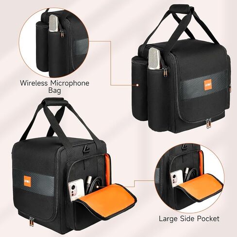 Carrying Case Travel Bag Compatible with JBL Partybox Encore Essential,Portable Speaker Tote Bag fits for Encore with Shoulder Strap & Extra Pockets for Microphone,Charger,Cable,Accessories(Black) in Kuwait