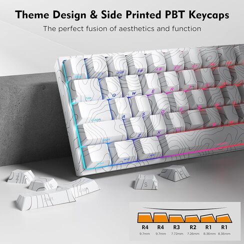 60% Percent Keyboard, Topographic Theme Keyboard, XVX M61 Pro Bluetooth/2.4GHz/USB-C Wireless Mechanical Gaming Keyboard, Hot Swappable Keyboard, Pre-lubed Switch Custom Keyboard RGB for Mac/Win in Saudi Arabia