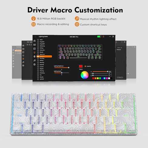 60% Percent Keyboard, Topographic Theme Keyboard, XVX M61 Pro Bluetooth/2.4GHz/USB-C Wireless Mechanical Gaming Keyboard, Hot Swappable Keyboard, Pre-lubed Switch Custom Keyboard RGB for Mac/Win in Saudi Arabia