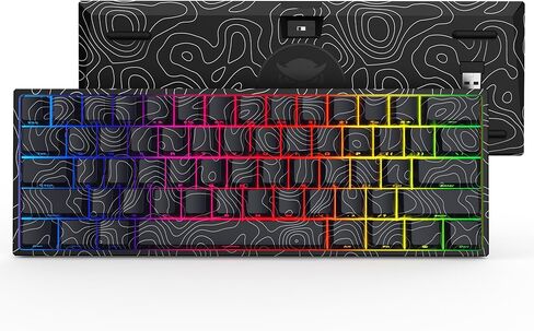 60% Percent Keyboard, Topographic Theme Keyboard, XVX M61 Pro Bluetooth/2.4GHz/USB-C Wireless Mechanical Gaming Keyboard, Hot Swappable Keyboard, Pre-lubed Switch Custom Keyboard RGB for Mac/Win in Saudi Arabia