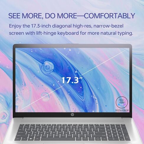 HP 17t Performance Business Laptop, 17.3" FHD Display, Intel Core i7-1355U, 64GB RAM, 2TB SSD, Fingerprint Reader, HDMI, Wi-Fi 6, Backlit KB, W11P, Silver, with ADATA 512GB External SSD Bundle in Saudi Arabia