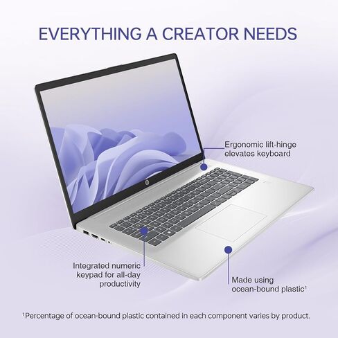 HP 17t Performance Business Laptop, 17.3" FHD Display, Intel Core i7-1355U, 64GB RAM, 2TB SSD, Fingerprint Reader, HDMI, Wi-Fi 6, Backlit KB, W11P, Silver, with ADATA 512GB External SSD Bundle in Saudi Arabia