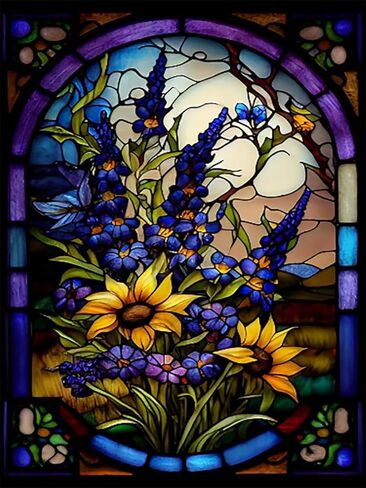 مجموعات الطلاء الماس الفطر للبالغين، مجموعات الفن الماس الزجاج الملون الفطر للمبتدئين، مجموعة فن الزجاج الملون الكامل للغابات لديكور جدار المنزل 12 × 16 بوصة in Kuwait