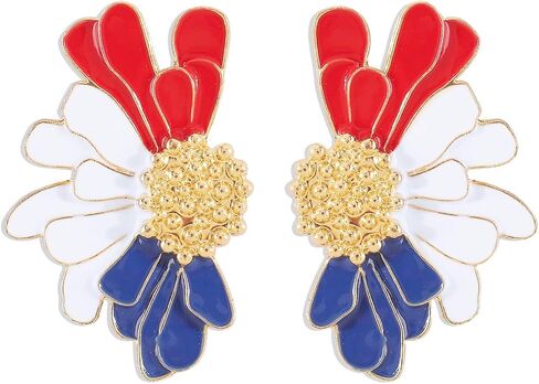 أقراط كلاسيكية للنساء والفتيات، أقراط عصرية للخريف من الذهب الأبيض عيار 14 قيراط على شكل زهرة الأقحوان مضادة للحساسية، هدايا مجوهرات. in Kuwait