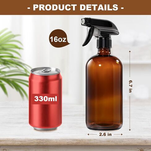 GMISUN Glass Spray Bottles for Cleaning, Spray Bottles for Cleaning Solutions 16oz, Reusable Spray Bottle for Plants, 4Pack Clear Cleaning Spray Bottle - 4 No Leak Nozzles, Silicone Sleeve, Labels in Saudi Arabia