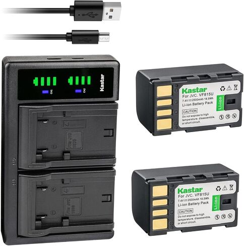 Kastar 2-Pack Battery and LTD2 USB Charger Replacement for JVC GZ-HD3EX GZ-HD3US GZ-HD5 GZ-HD5B GZ-HD5EK GZ-HD5EX GZ-HD5S GZ-HD5US GZ-HD6 GZ-HD6EK GZ-HD6EX GZ-HD6US GZ-HD7 GZ-HD7AC GZ-HD7B GZ-HD7EK in Saudi Arabia