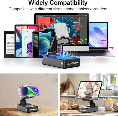 JTEMAN Gifts for Men Women,Adjustable Cell Phone Stand with Bluetooth Speaker and Charging Function,Cool Tech Gadgets Gift Idea for Dad Mom Birthday in Kuwait