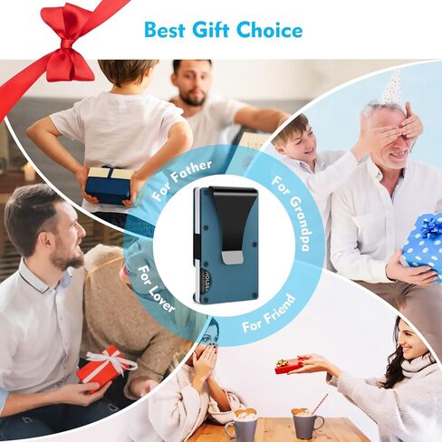 محفظة Eiruseed Minimalist لحجب RFID، محافظ معدنية مطورة للرجال مع مشبك نقود، محفظة رفيعة للرجال صغيرة الحجم مضادة للخدش، محفظة رفيعة لحمل البطاقات للرجال وبطاقة وأموال قابلة للإزالة بسهولة in Kuwait