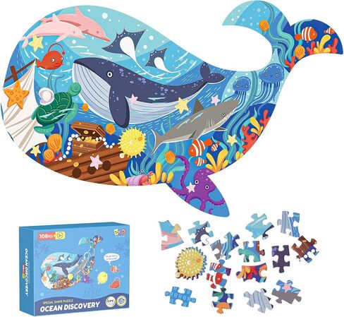 ELX 153 Piece Sea Turtle Jigsaw Puzzle for Kids 4-10, Seaworld Floor Puzzle for Preschool Learning (21.42 X 16.42 in) in Saudi Arabia