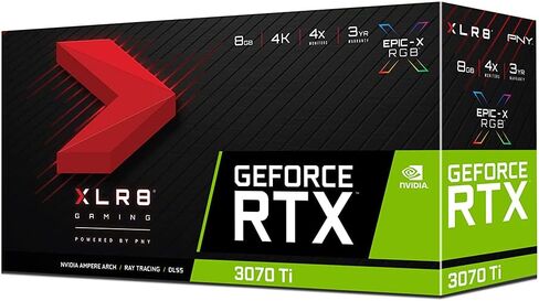 بطاقة رسومات PNY GeForce RTX™ 3070 Ti 8GB XLR8 Gaming Uprising Epic-X RGB™ ثلاثية المروحة in Kuwait
