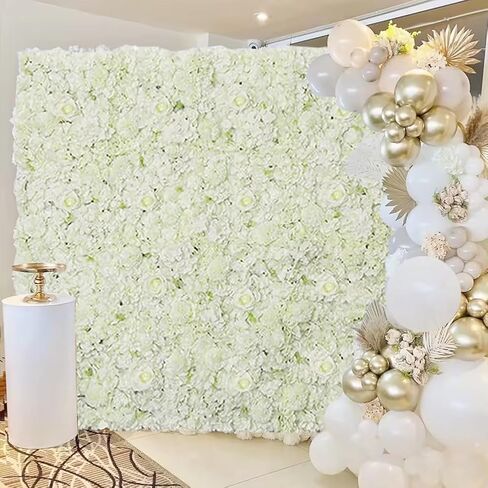 White Flower Wall Backdrop 12 Pack Artificial Flower Wall Panel Floral Backdrop Decoration Rose Wall for Bridal Shower Wedding Anniversary Birthday Party in Saudi Arabia
