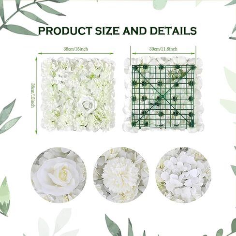 White Flower Wall Backdrop 12 Pack Artificial Flower Wall Panel Floral Backdrop Decoration Rose Wall for Bridal Shower Wedding Anniversary Birthday Party in Saudi Arabia
