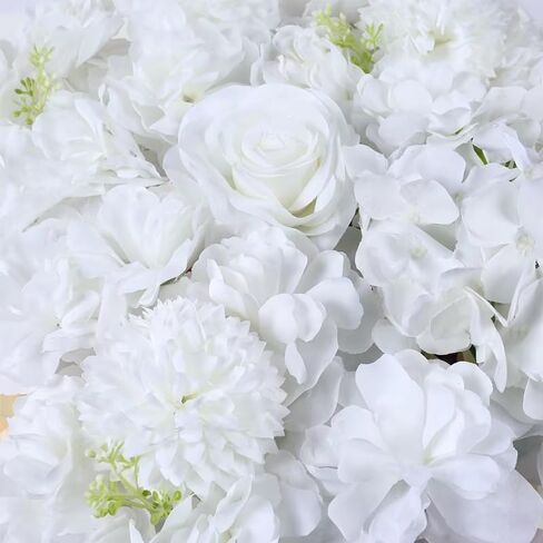 White Flower Wall Backdrop 12 Pack Artificial Flower Wall Panel Floral Backdrop Decoration Rose Wall for Bridal Shower Wedding Anniversary Birthday Party in Saudi Arabia