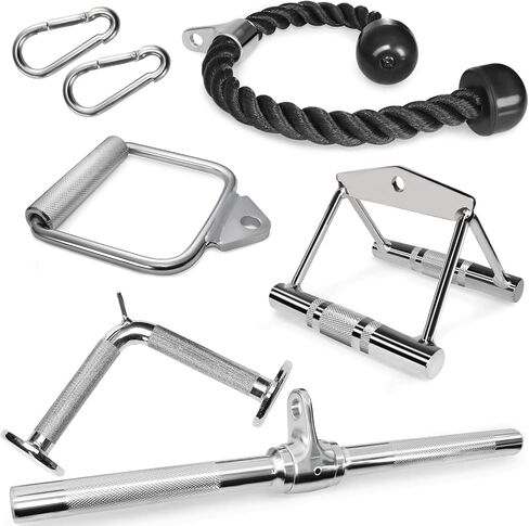 A2ZCARE LAT Pull Down Cable Machine Attachment - Cable Machine Accessories for Home Gym with Multi Option: V-Handle, Tricep Rope, V-Shaped Bar, Curl Bar and Rotating Bar in Saudi Arabia