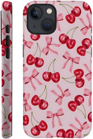 Case Compatible with for iPhone 15 Plus,Pink Cherry Fruit Ribbon Bow Phone Case Drop Protection,Soft Shockproof for Girl Women Boy Men,Case for iPhone 15 Plus in Saudi Arabia