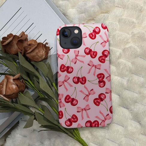 Case Compatible with for iPhone 15 Plus,Pink Cherry Fruit Ribbon Bow Phone Case Drop Protection,Soft Shockproof for Girl Women Boy Men,Case for iPhone 15 Plus in Saudi Arabia