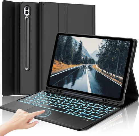 Samsung Galaxy Tab S9 Plus/S9 FE Plus 12.4" Keyboard Case | 7 Color Backlit | Detachable Wireless Bluetooth Keyboard | S Pen Holder | Smart Folio Cover for Tab S9+/S9fe+ SM-X810/X816B/X818U/X610/X616B in Saudi Arabia