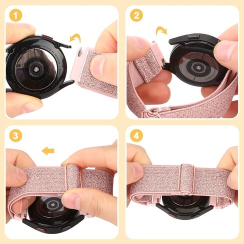 Quick Release Band Shiny Elastic Nylon Band Compatible with Samsung Galaxy Watch 5 Pro 45mm/Galaxy Watch 5 /Galaxy Active 40mm / Galaxy Watch 3 41mm / Galaxy Watch 42mm / Galaxy Watch 4 44mm 40mm / Galaxy Watch 4 Classic 46 mm 42 mm, 20mm Nylon Band Women in Saudi Arabia