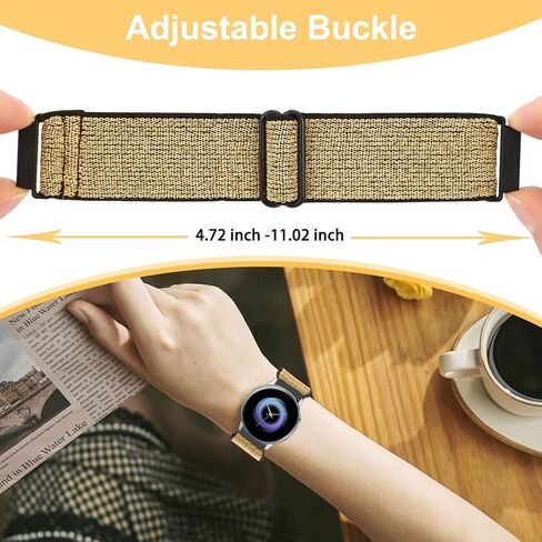 Quick Release Band Shiny Elastic Nylon Band Compatible with Samsung Galaxy Watch 5 Pro 45mm/Galaxy Watch 5 /Galaxy Active 40mm / Galaxy Watch 3 41mm / Galaxy Watch 42mm / Galaxy Watch 4 44mm 40mm / Galaxy Watch 4 Classic 46 mm 42 mm, 20mm Nylon Band Women in Saudi Arabia