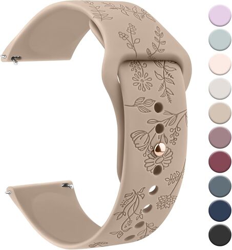 Meliya 20mm 22mm Flower Engraved Watch Bands Quick Release Replacement Wristband, Soft Silicone Bands Waterproof Sport Replacement Straps for Women Men in Saudi Arabia