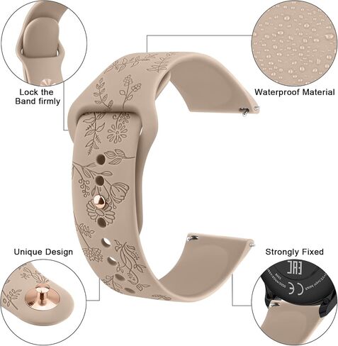 Meliya 20mm 22mm Flower Engraved Watch Bands Quick Release Replacement Wristband, Soft Silicone Bands Waterproof Sport Replacement Straps for Women Men in Saudi Arabia
