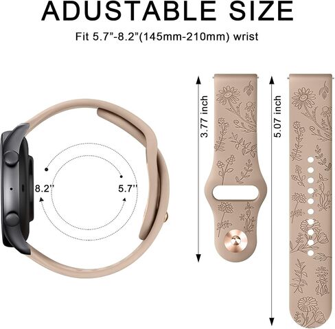 Meliya 20mm 22mm Flower Engraved Watch Bands Quick Release Replacement Wristband, Soft Silicone Bands Waterproof Sport Replacement Straps for Women Men in Saudi Arabia