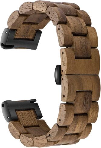 Wooden Band 20mm, Compatible for Samsung Galaxy Watch/Gear S2 S3/ Active/Active 2, Natural Wood Red Sandalwood Stainless Steel Link Bracelet Strap for Samsung Galaxy Watch 40/42/44mm in Saudi Arabia