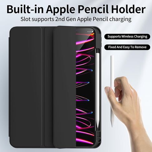 حافظة KenKe iPad Pro 5 مقاس 11 بوصة 2024 (الجيل الخامس) مع حامل أقلام رصاص، غطاء حماية ناعم خلفي ثلاثي الطي من مادة TPU مقاوم للصدمات، يدعم شحن القلم الرصاص، خاصية النوم/الاستيقاظ التلقائي لجهاز iPad Pro 11، وردي in Kuwait