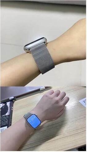 Women Men Magnetic Stainless Steel Metal Strap Compatible with Apple Watch Band 42mm 44mm 45mm 49mm Series 9/Ultra2/SE/SE2/Ultra/8/7/6/5/4(Pink) in Saudi Arabia