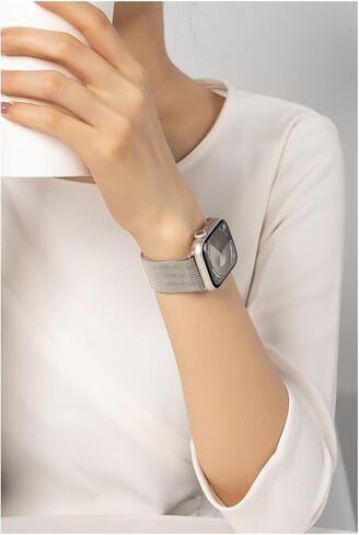 Women Men Magnetic Stainless Steel Metal Strap Compatible with Apple Watch Band 42mm 44mm 45mm 49mm Series 9/Ultra2/SE/SE2/Ultra/8/7/6/5/4(Pink) in Saudi Arabia
