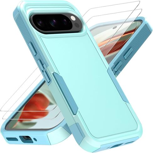 for Google Pixel 9 Pro XL Case with HD Screen Protector Heavy Duty Rugged Full-Body Shockproof Military Grade Protection (Mint Green) in Saudi Arabia