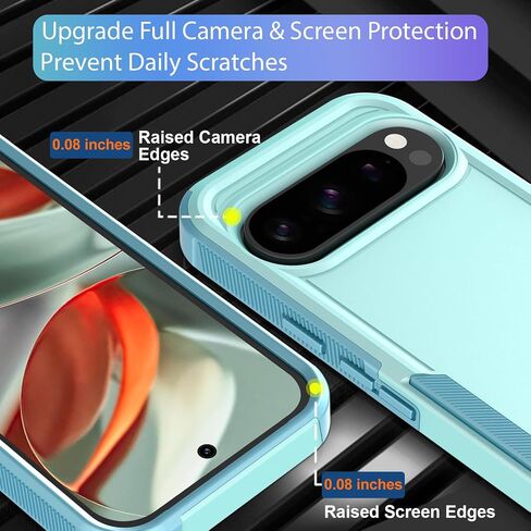 for Google Pixel 9 Pro XL Case with HD Screen Protector Heavy Duty Rugged Full-Body Shockproof Military Grade Protection (Mint Green) in Saudi Arabia