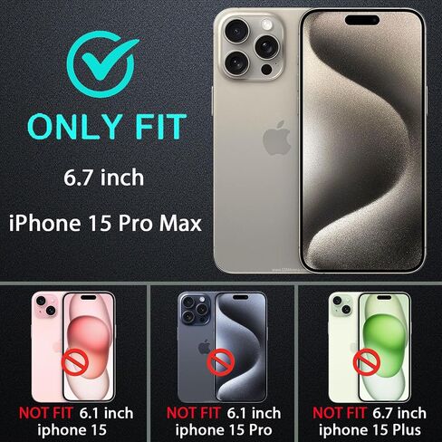 for iPhone 15 Pro Max Case, Military Grade 3 in 1 Heavy Duty Shockproof/Drop Proof/Dust Proof Case with 2Pcs Tempered Glass Screen Protector (Black/Grey) in Saudi Arabia