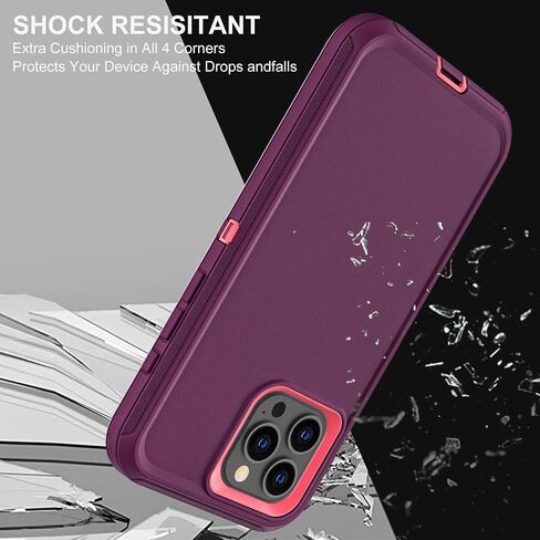 for iPhone 15 Pro Max Case, Military Grade 3 in 1 Heavy Duty Shockproof/Drop Proof/Dust Proof Case with 2Pcs Tempered Glass Screen Protector (Black/Grey) in Saudi Arabia