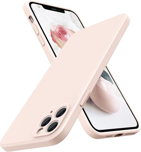 SURPHY Design for iPhone 11 Pro Max Case with Camera Protection, Straight Edge Design Liquid Silicone Slim Case, Light Pink in Saudi Arabia