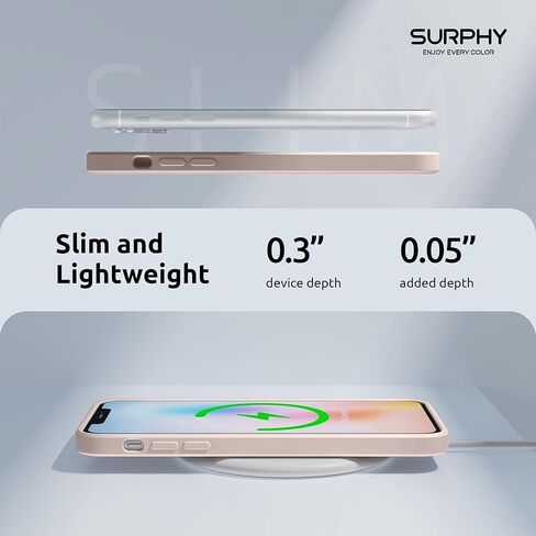 SURPHY Design for iPhone 11 Pro Max Case with Camera Protection, Straight Edge Design Liquid Silicone Slim Case, Light Pink in Saudi Arabia
