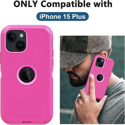 for iPhone 15 Plus Case, with Built in Screen Protector Heavy Duty Drop Protection, Full Body Rugged Shockproof Dust Proof Protective Phone Cover for Apple iPhone 15 Plus 6.7" Black in Kuwait