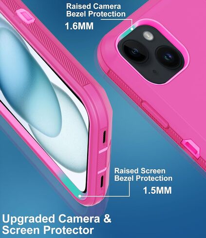 for iPhone 15 Plus Case, with Built in Screen Protector Heavy Duty Drop Protection, Full Body Rugged Shockproof Dust Proof Protective Phone Cover for Apple iPhone 15 Plus 6.7" Black in Kuwait